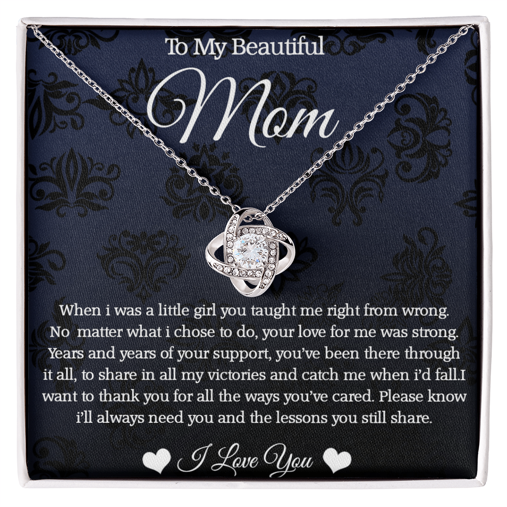 To My Beautiful Mom - Mother's Necklace with Heartfelt Message From Daughter