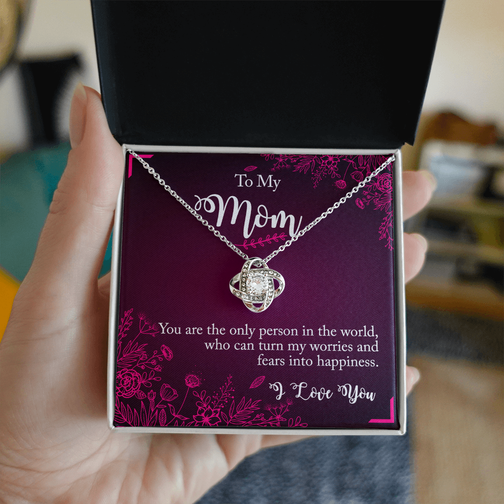 To My Mom I Love You. Mothers Day Love Knot Necklace