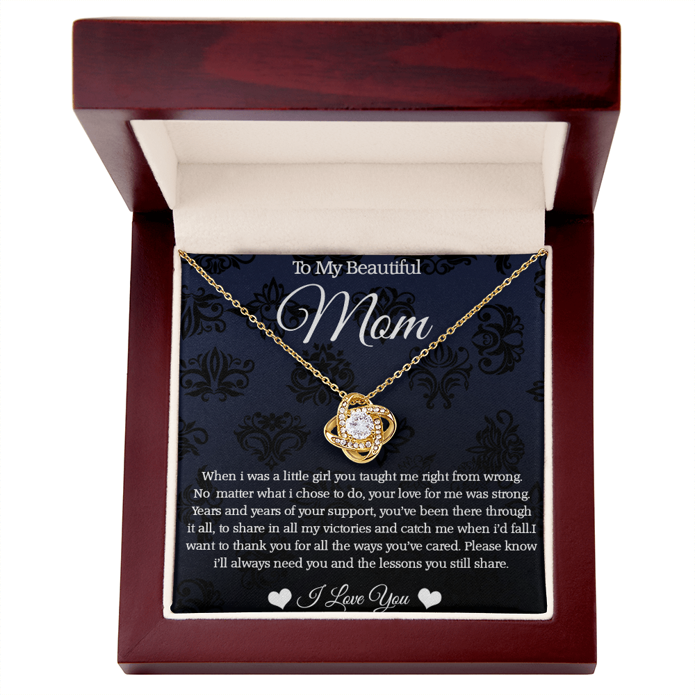 To My Beautiful Mom - Mother's Necklace with Heartfelt Message From Daughter