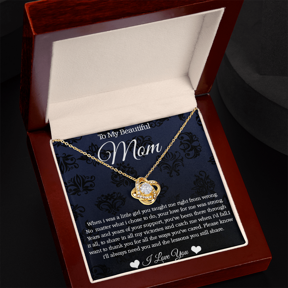 To My Beautiful Mom - Mother's Necklace with Heartfelt Message From Daughter