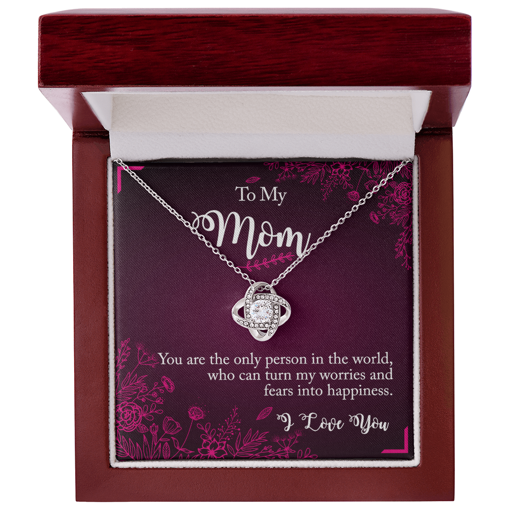 To My Mom I Love You. Mothers Day Love Knot Necklace