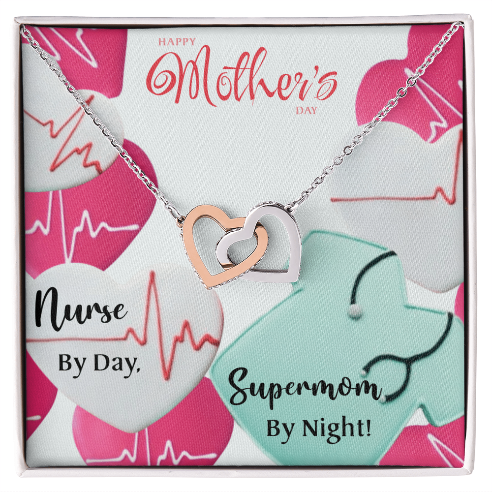 🩺 Supermom By Night – Mother's Day Interlocking Hearts Necklace