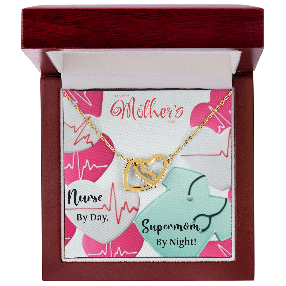 🩺 Supermom By Night – Mother's Day Interlocking Hearts Necklace