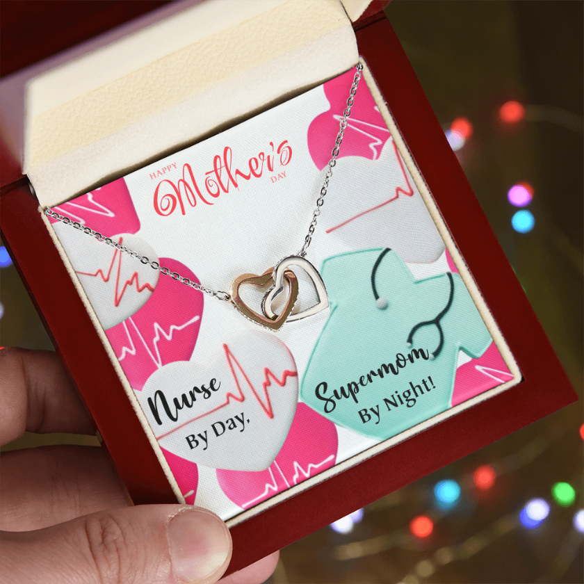 🩺 Supermom By Night – Mother's Day Interlocking Hearts Necklace