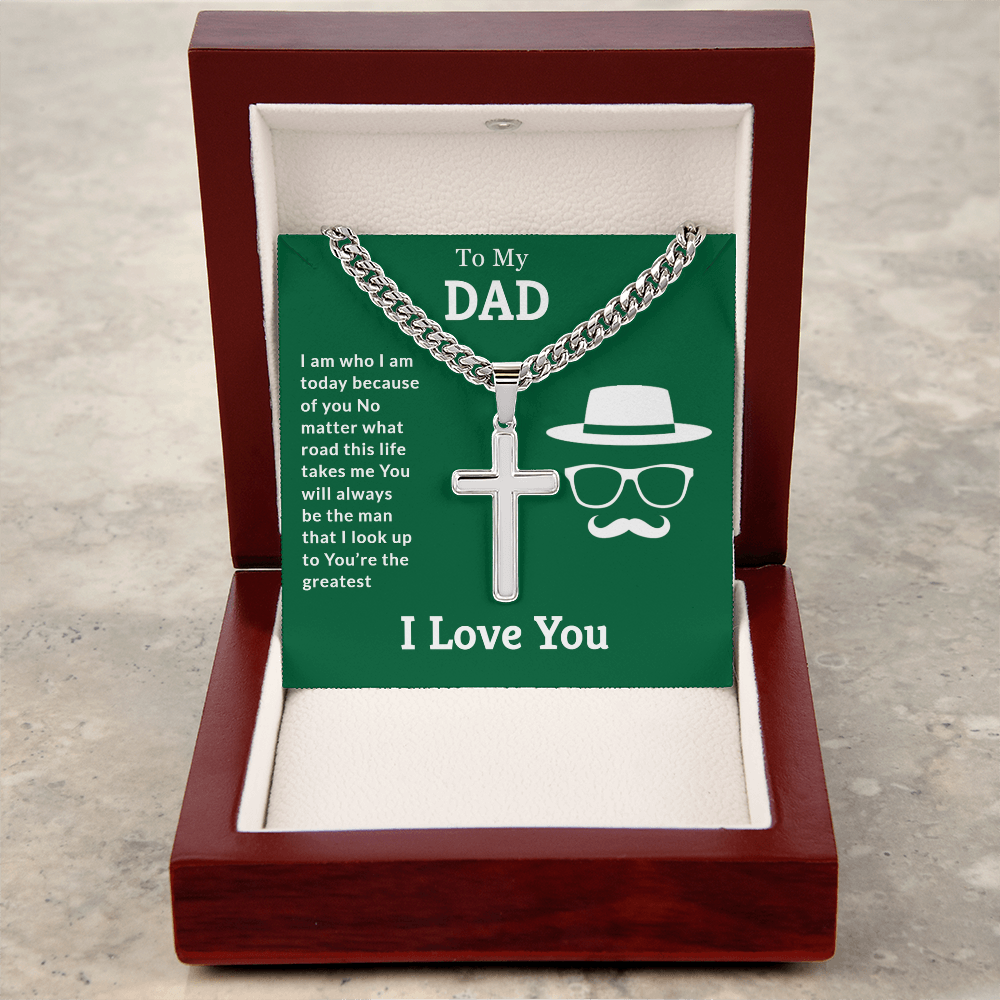 To My Dad" Cross & Cuban Chain – A Timeless Tribute