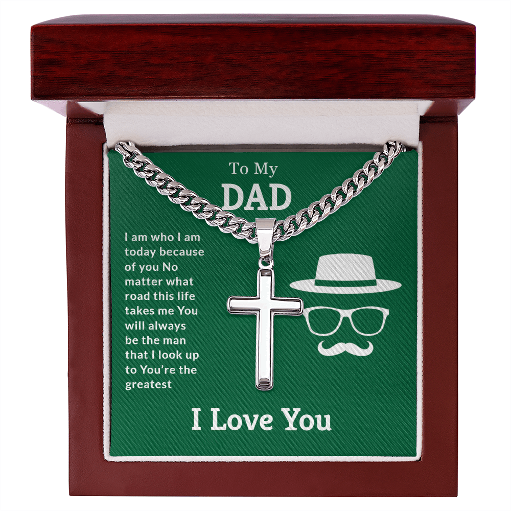 To My Dad" Cross & Cuban Chain – A Timeless Tribute