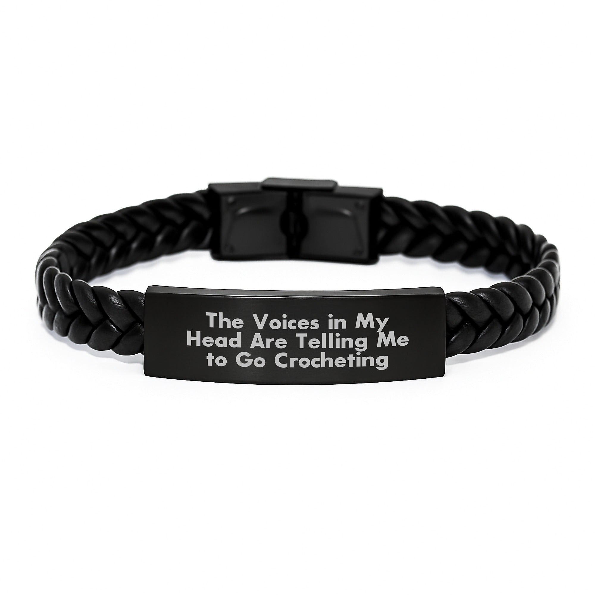 Crocheting Humor, Inspirational Quote Gifts from Friends, Interlaced Leather Crocheting Jewelry for Women Graduation - Image 1