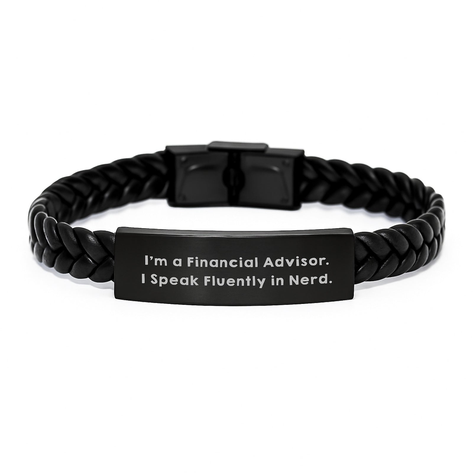 Funny Financial Advisor Gifts from Friends, 'I'm A Financial Advisor. I Speak Fluently In genius.' Inspired Interlaced Leather Bracelet for Men and Women Graduation Unique Gifts - Image 1