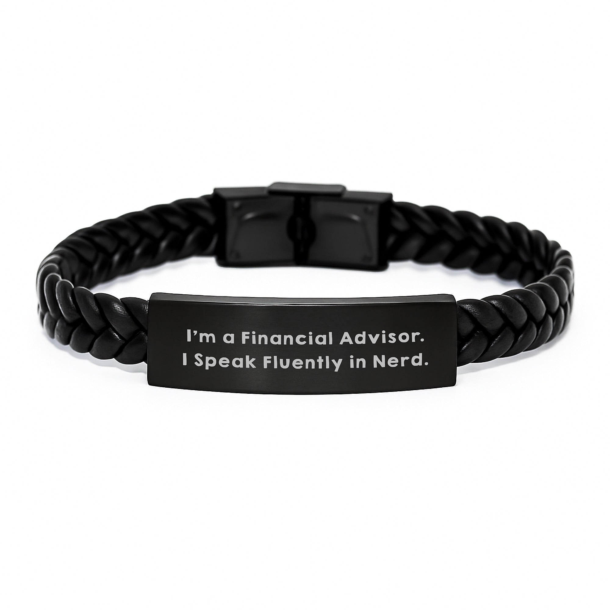 Funny Financial Advisor Gifts from Friends, 'I'm A Financial Advisor. I Speak Fluently In genius.' Inspired Interlaced Leather Bracelet for Men and Women Graduation Unique Gifts - Image 1