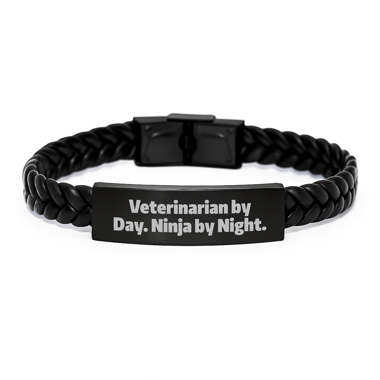 Funny Veterinarian Interlaced Leather Bracelet Gifts from Friends for Veterinarian By Day. Ninja By Night. Graduation Unique - Image 1