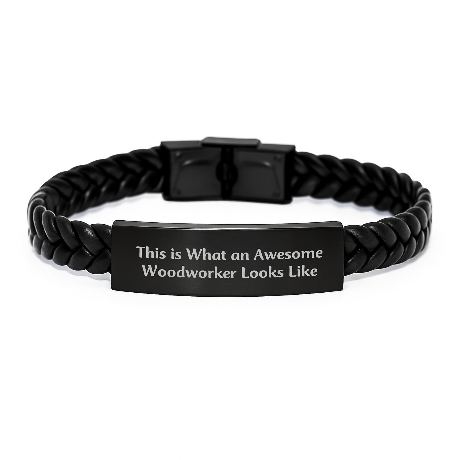 Woodworker Gifts, This Is What An Awesome Woodworker Looks Like, Interlaced Leather Bracelet for Men, Unique Graduation Gifts from Friends - Image 1