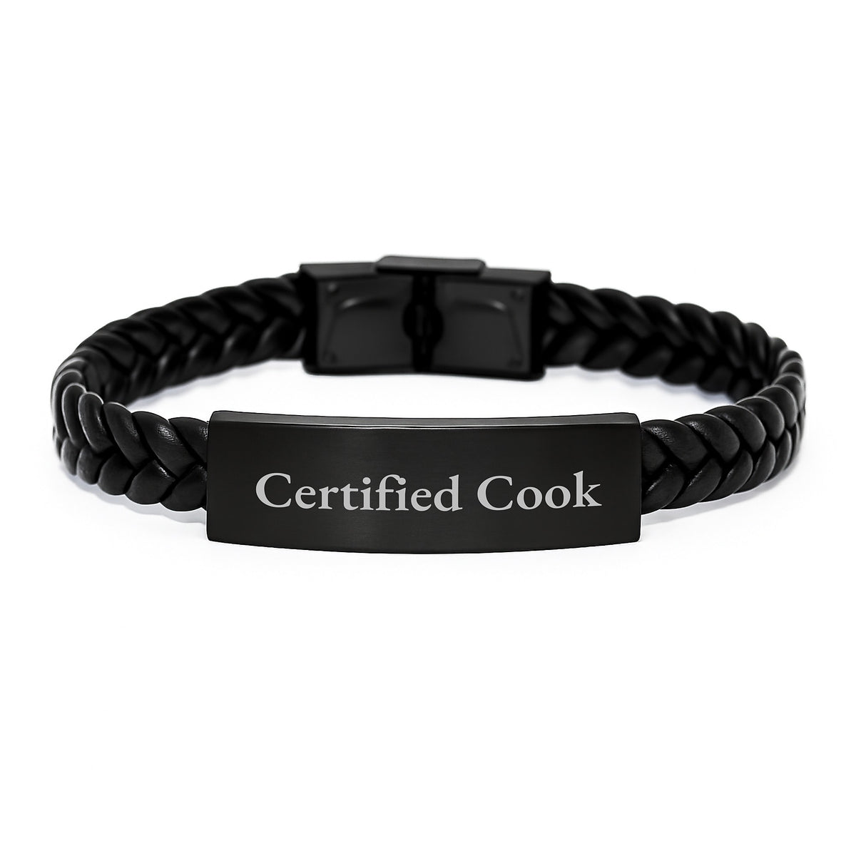 Funny Gift for the Cook in Your Life - Interlaced Leather Bracelet, Certified Cook Quote, Christmas Unique Gifts from Friends to Family - Image 1