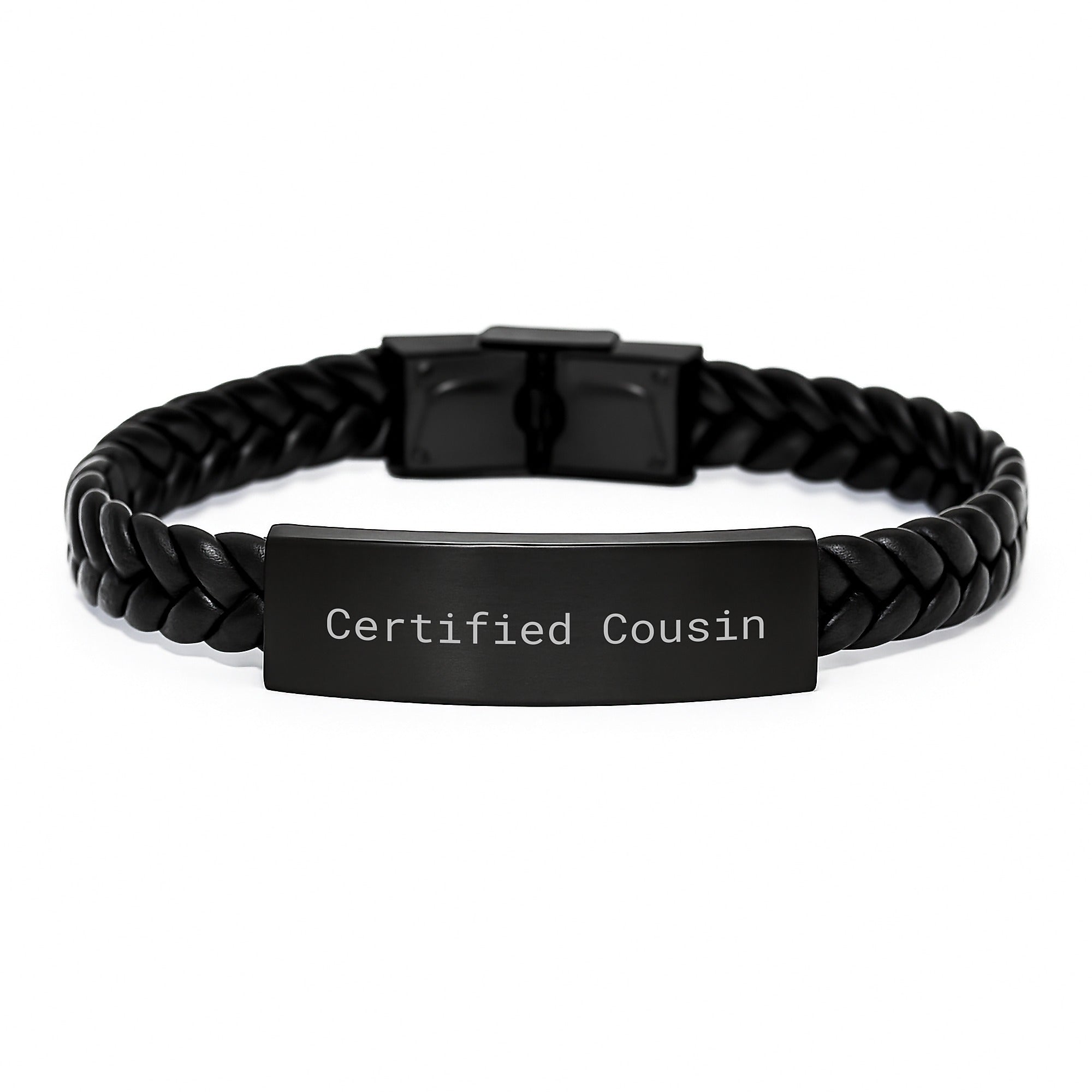 Funny Cousin Gifts from Family, Interlaced Leather Cousin Birthday Unique Gifts for Men, Women, and Friends, 'Certified Cousin' Quote - Image 1