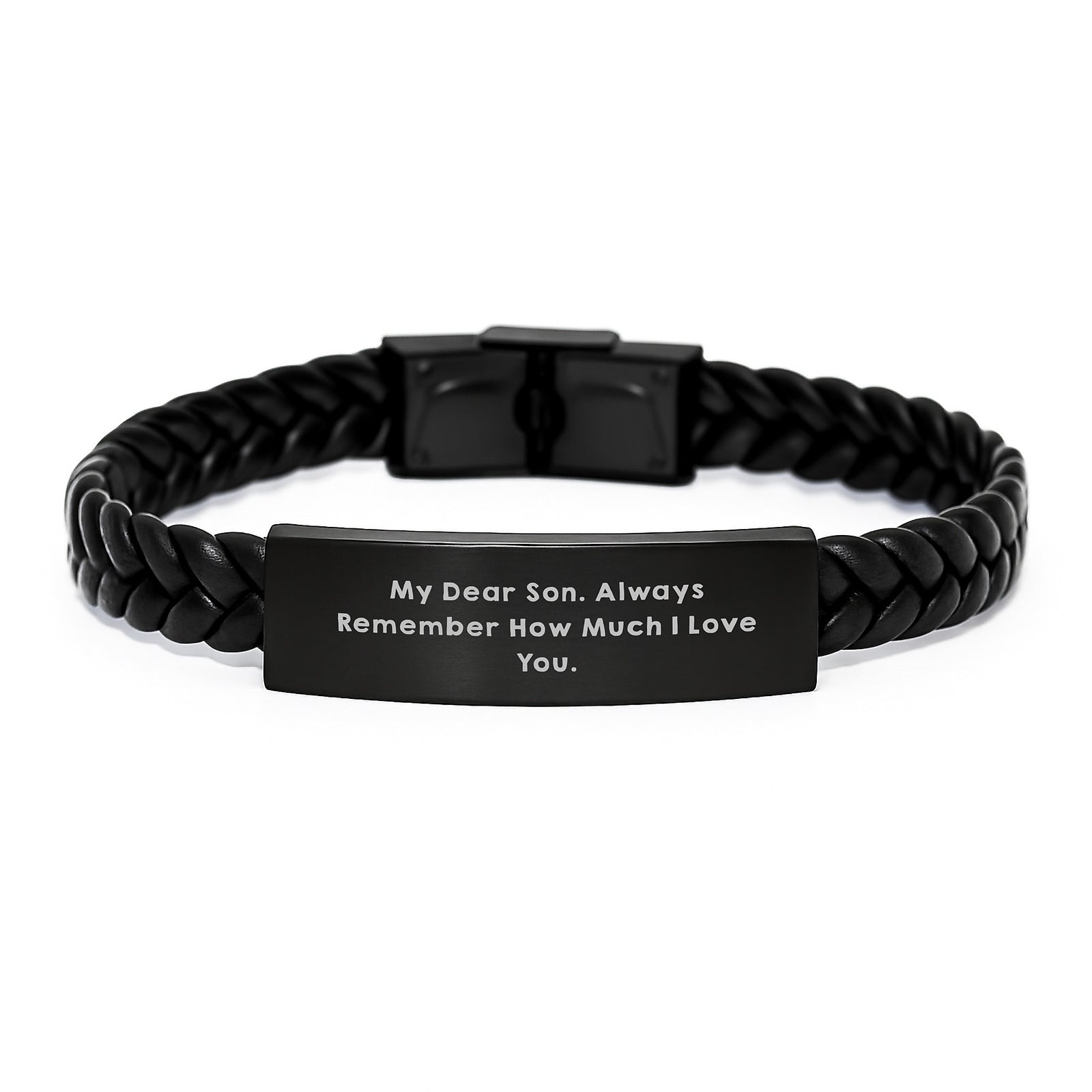 Inspirational Son Gifts for Men, Interlaced Leather Bracelet, Gifts from Mom or Dad - My Dear Son. Always Remember How Much I Love You. - Image 1