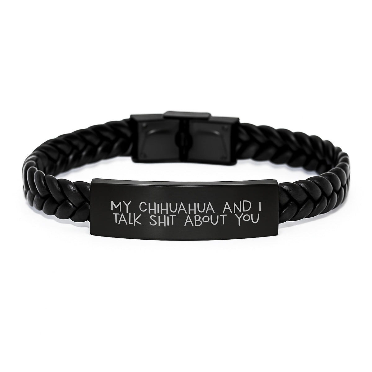 Birthday Gift Keepsake Chihuahua Bracelet for Him – Durable Steel &amp; PU - Image 1