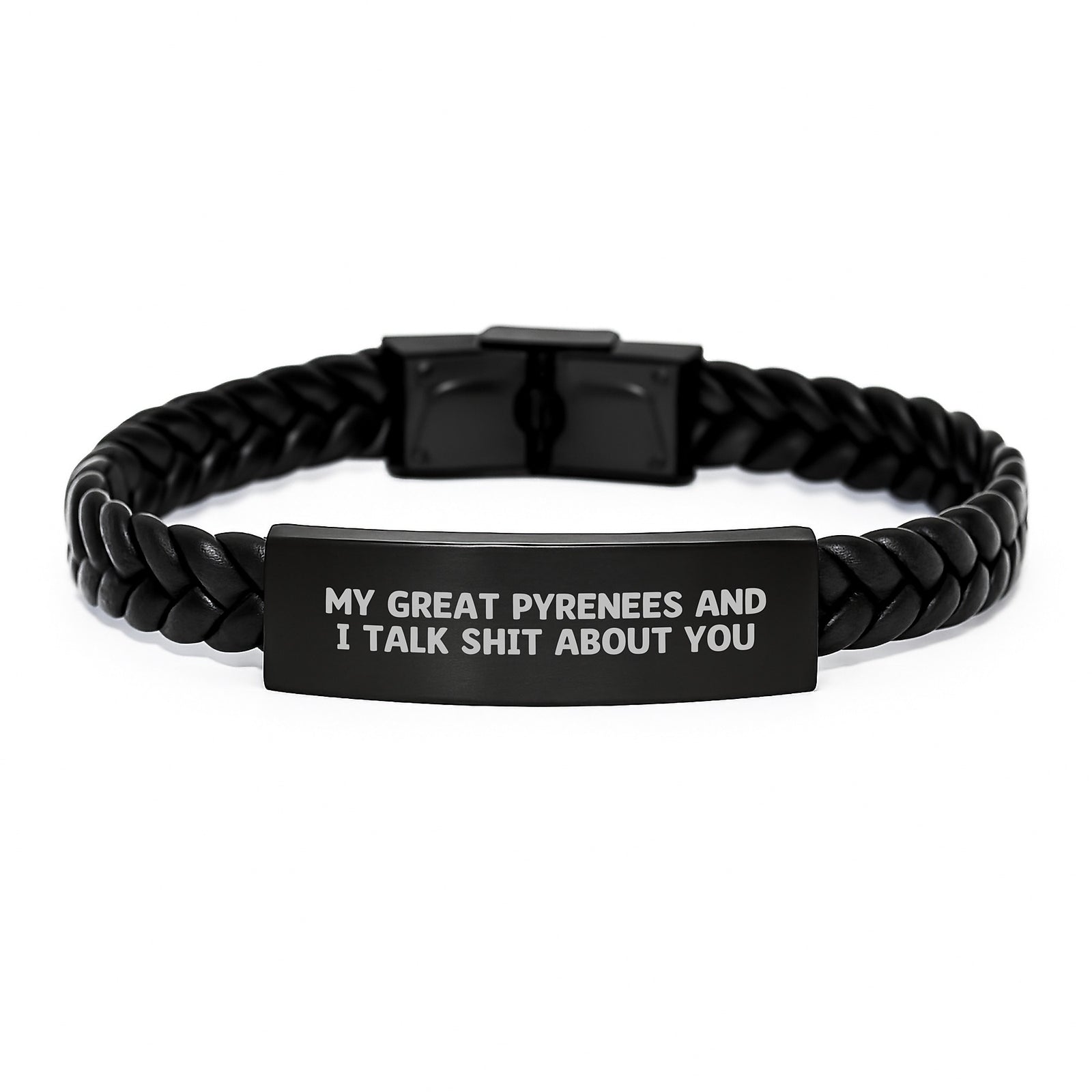 Bold Great Pyrenees Interlaced Leather Bracelet Birthday Gift - Image 1