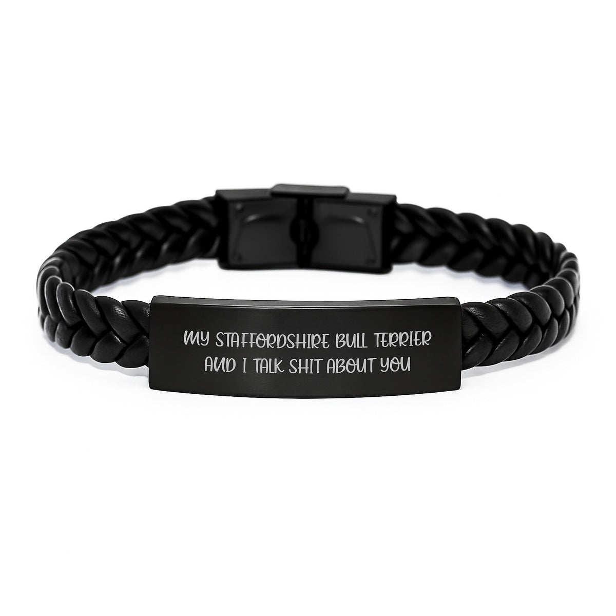 Staffordshire Bull Terrier Leather Bracelet for Him Birthday Gift - Image 1