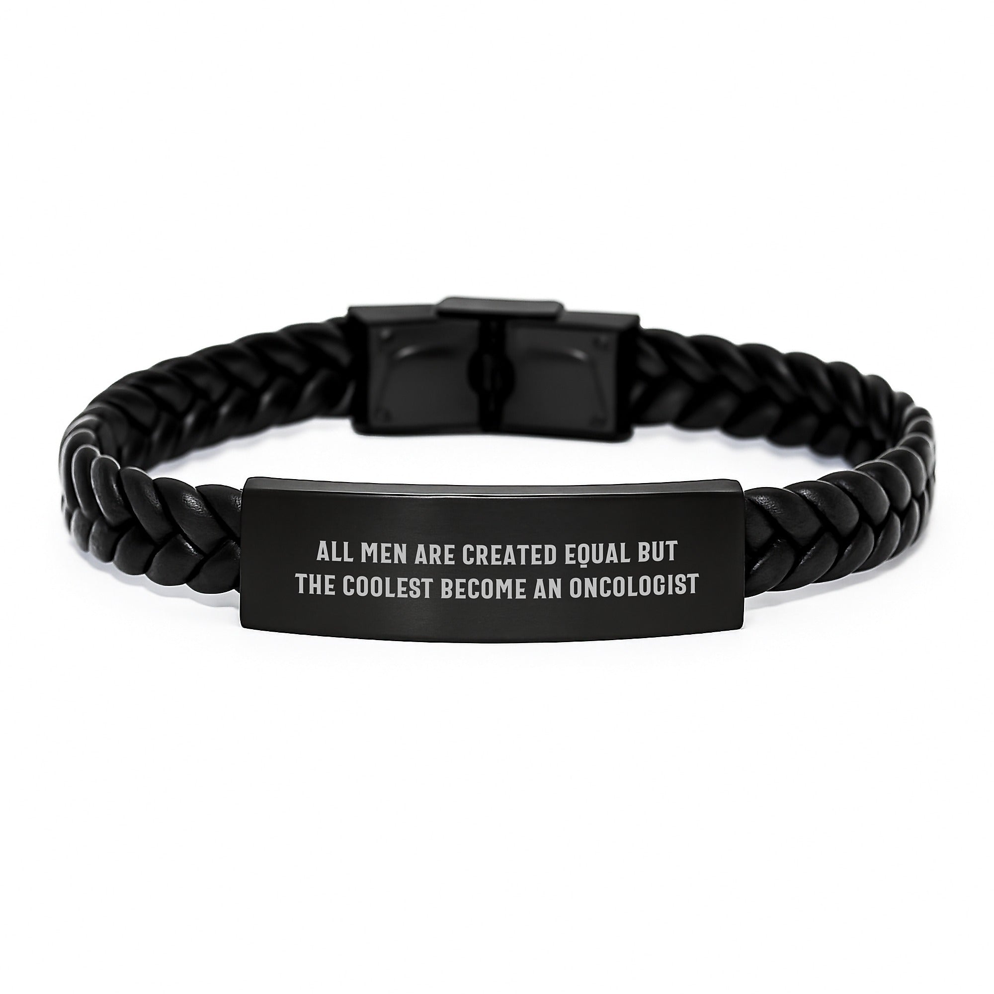 Funny Quotes for Oncologist Men Christmas Unique Gifts from Friends, Inspirational Interlaced Leather Bracelet for Oncologist Men, Gifts for Men, Oncologist Gifts - Image 1