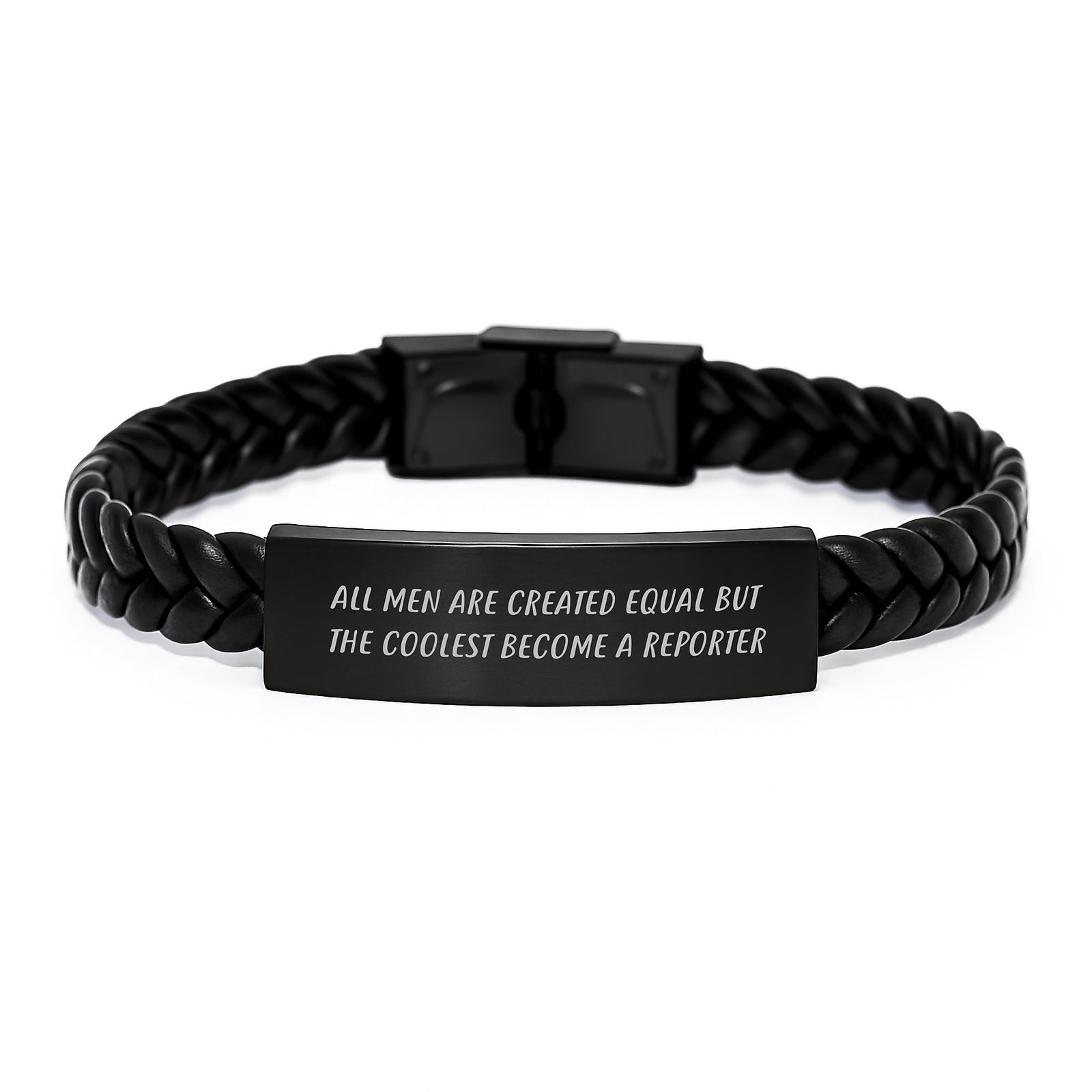 Funny Reporter Gifts from Men to Friends, Unique Interlaced Leather Bracelet Quote, Christmas Best for Him - Image 1