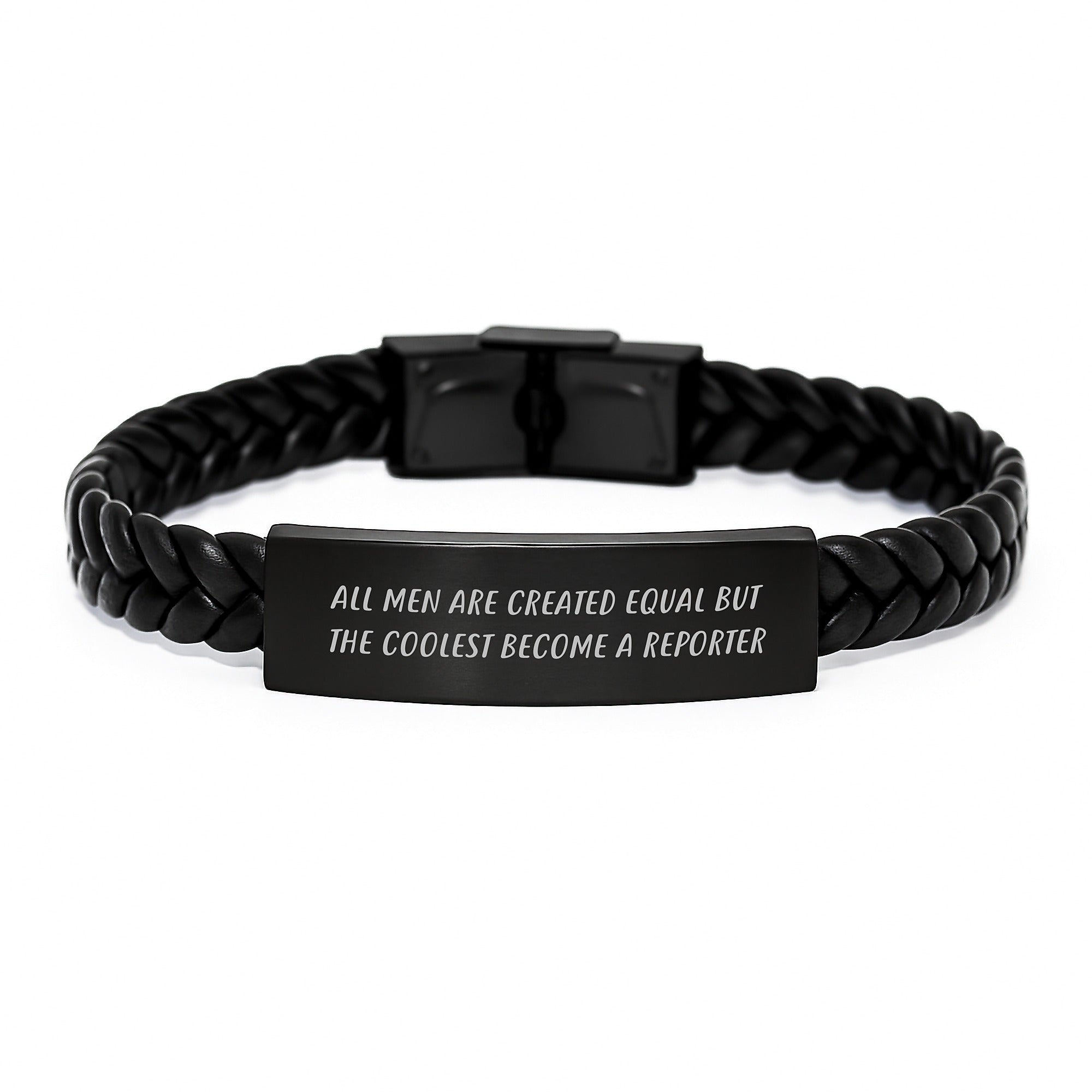Funny Reporter Gifts from Men to Friends, Unique Interlaced Leather Bracelet Quote, Christmas Best for Him - Image 1
