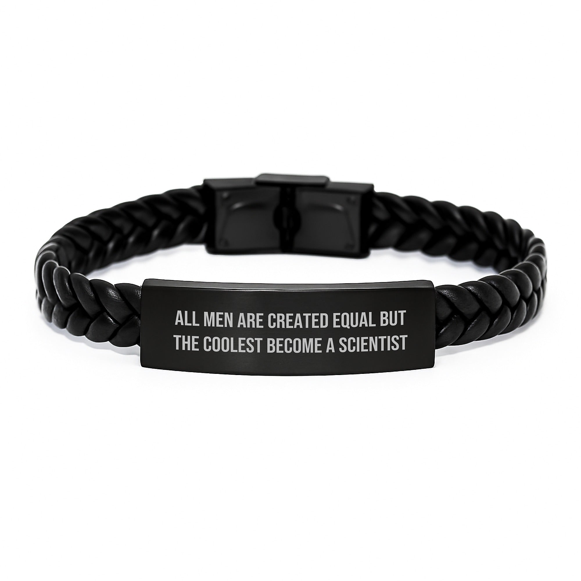 Funny Scientist Gifts, Interlaced Leather Bracelet Quote, Birthday Unique Gifts from Men to Scientist Friends - Image 1