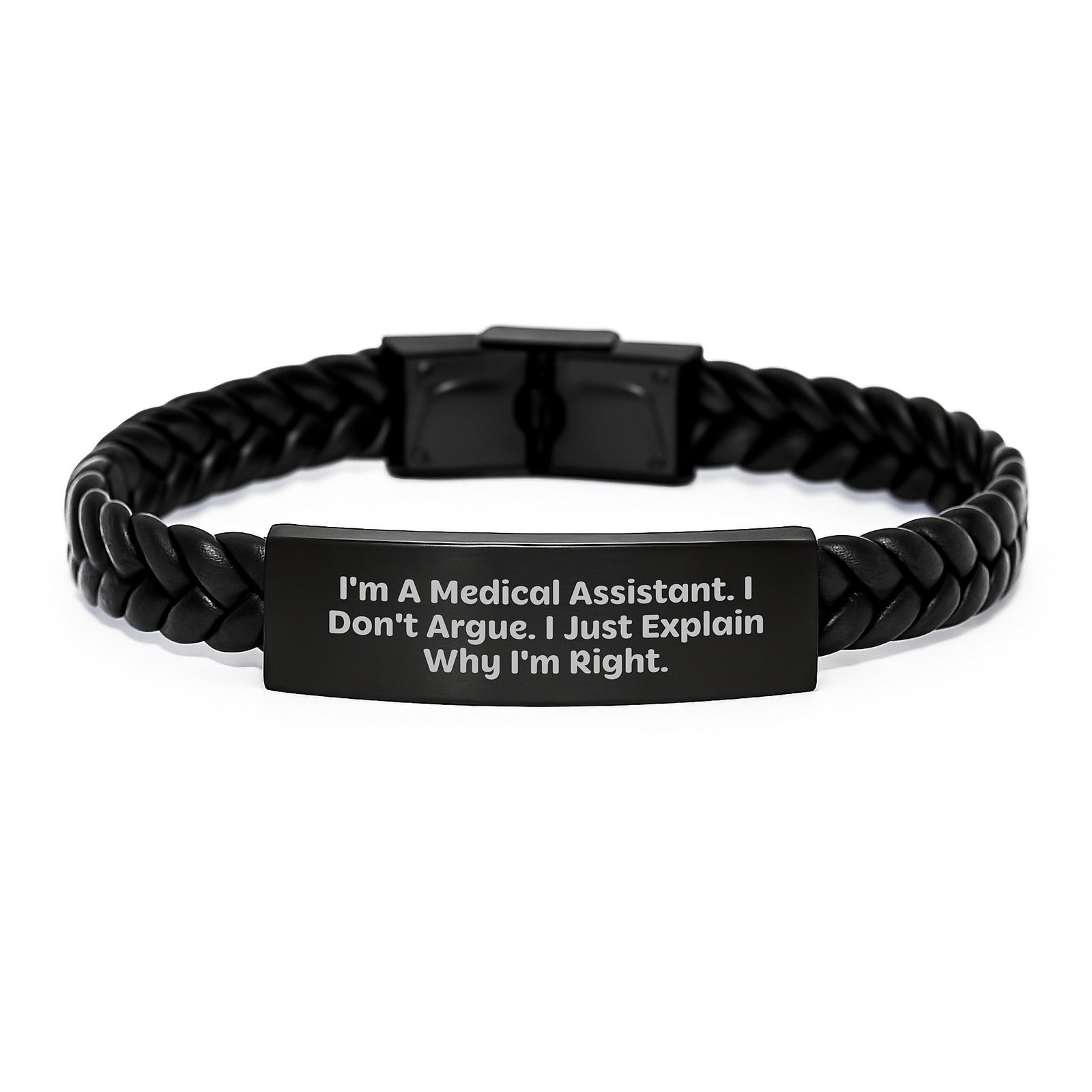 Medical Assistant Gift for Him - Interlaced Leather Bracelet Keepsake - Image 1