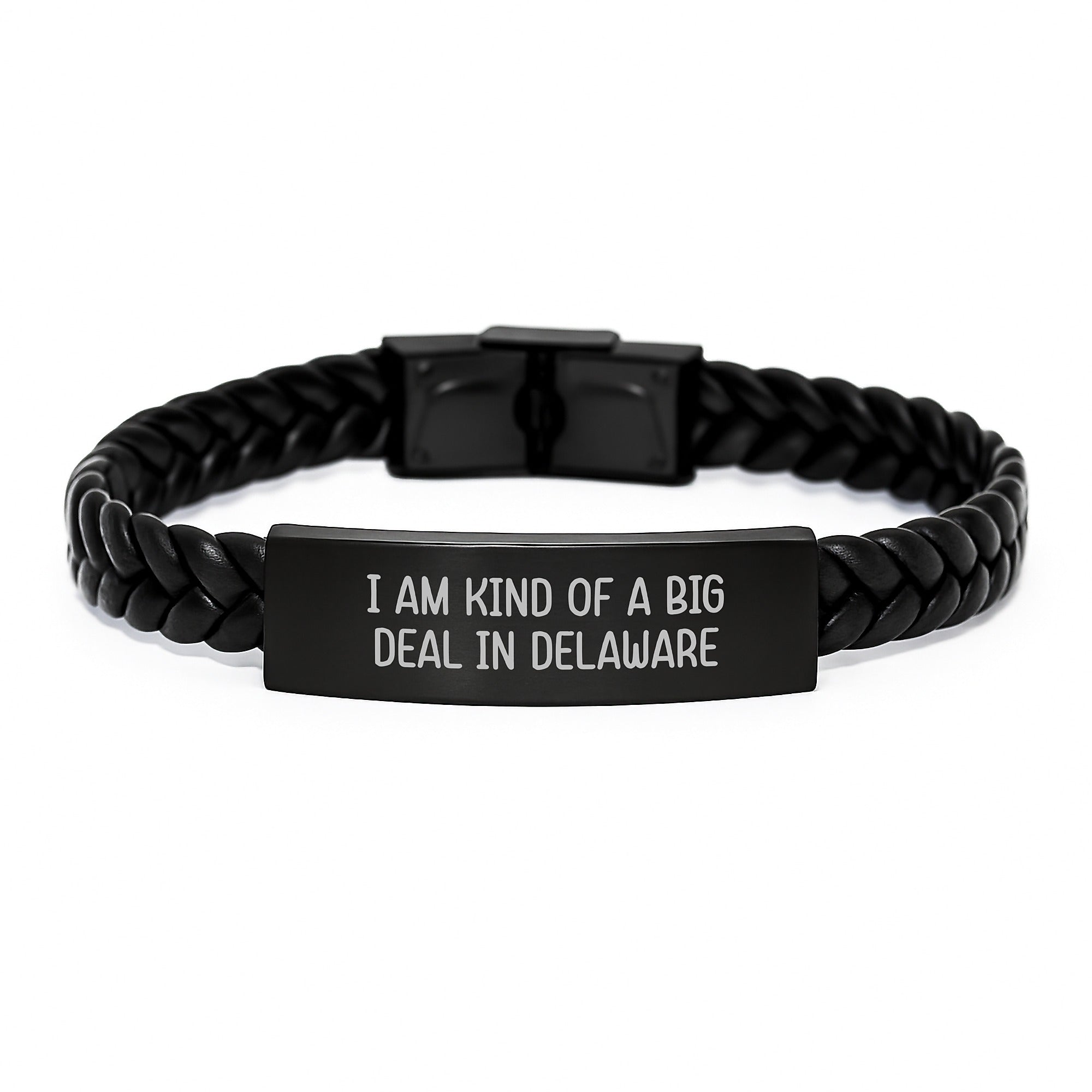 Funny Delaware Gifts Interlaced Leather Bracelet, Gifts from Friends and Family for Birthday Delaware Men and Women - Image 1
