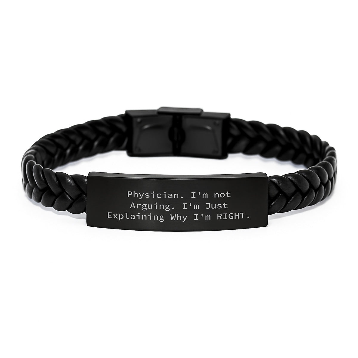 Birthday Gift for Her Physician Keepsake Interlaced Leather Bracelet - Image 1