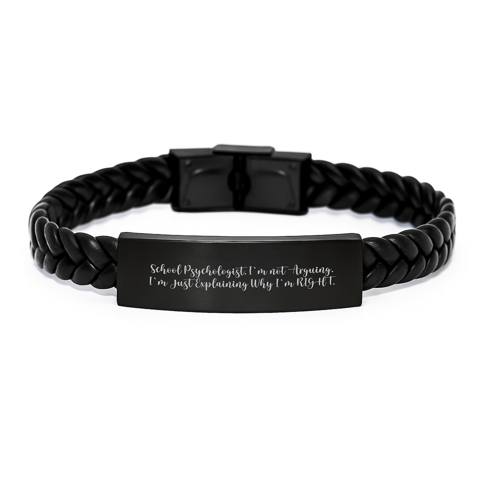 School Psychologist Interlaced Leather Bracelet for Him Christmas Gift - Image 1