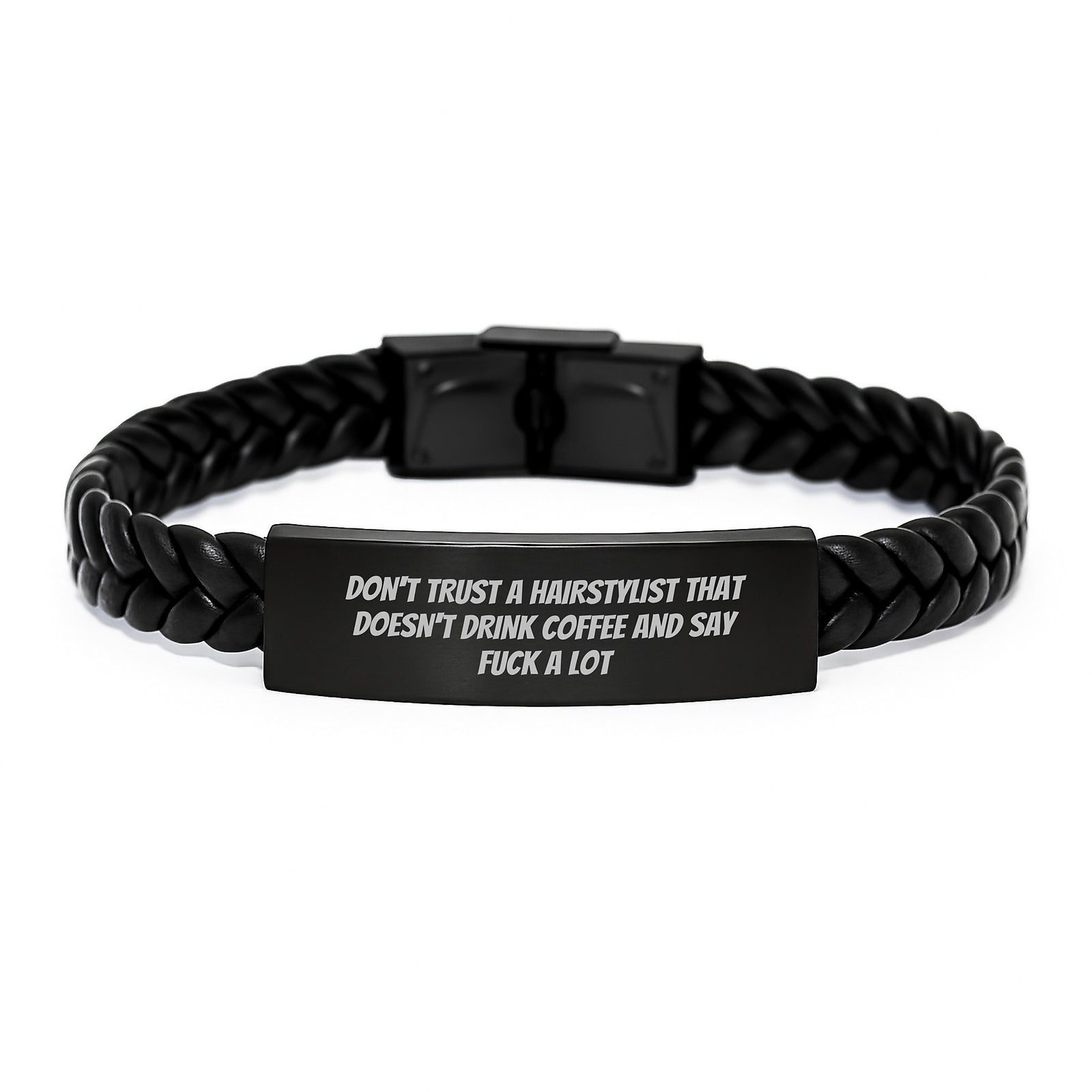 Funny Hairstylist Gifts for Men and Women, Unique Valentine's Interlaced Leather Bracelet, Gifts from Friends, Coworkers, or Family to Hairstylists - Image 1
