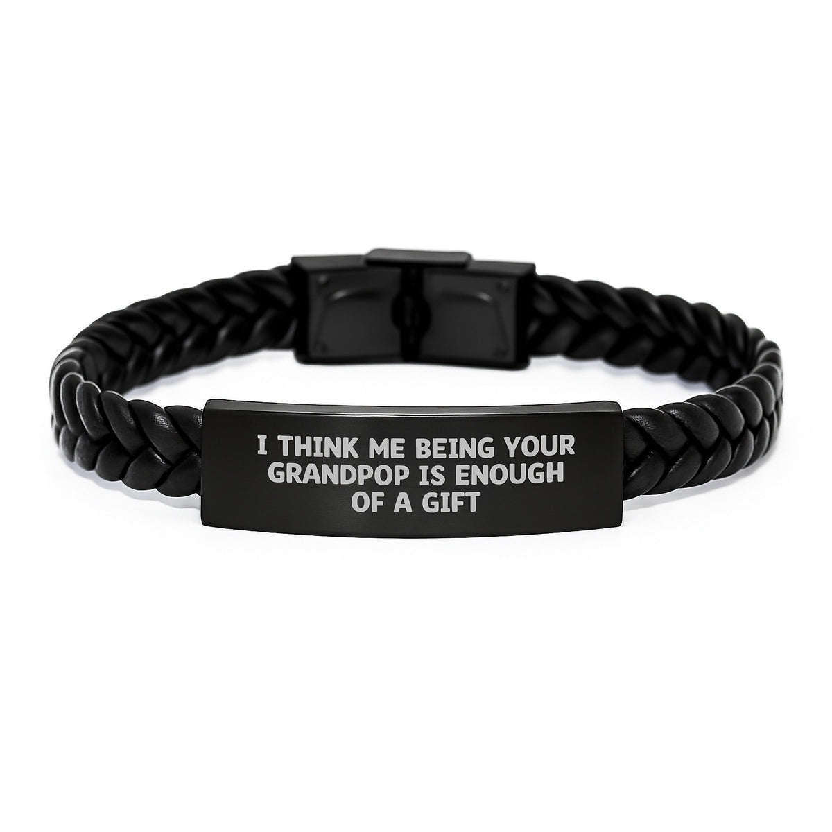 Gifts from Grandpop, Funny Quote Interlaced Leather Bracelet, Christmas Unique Presents for Men - Image 1