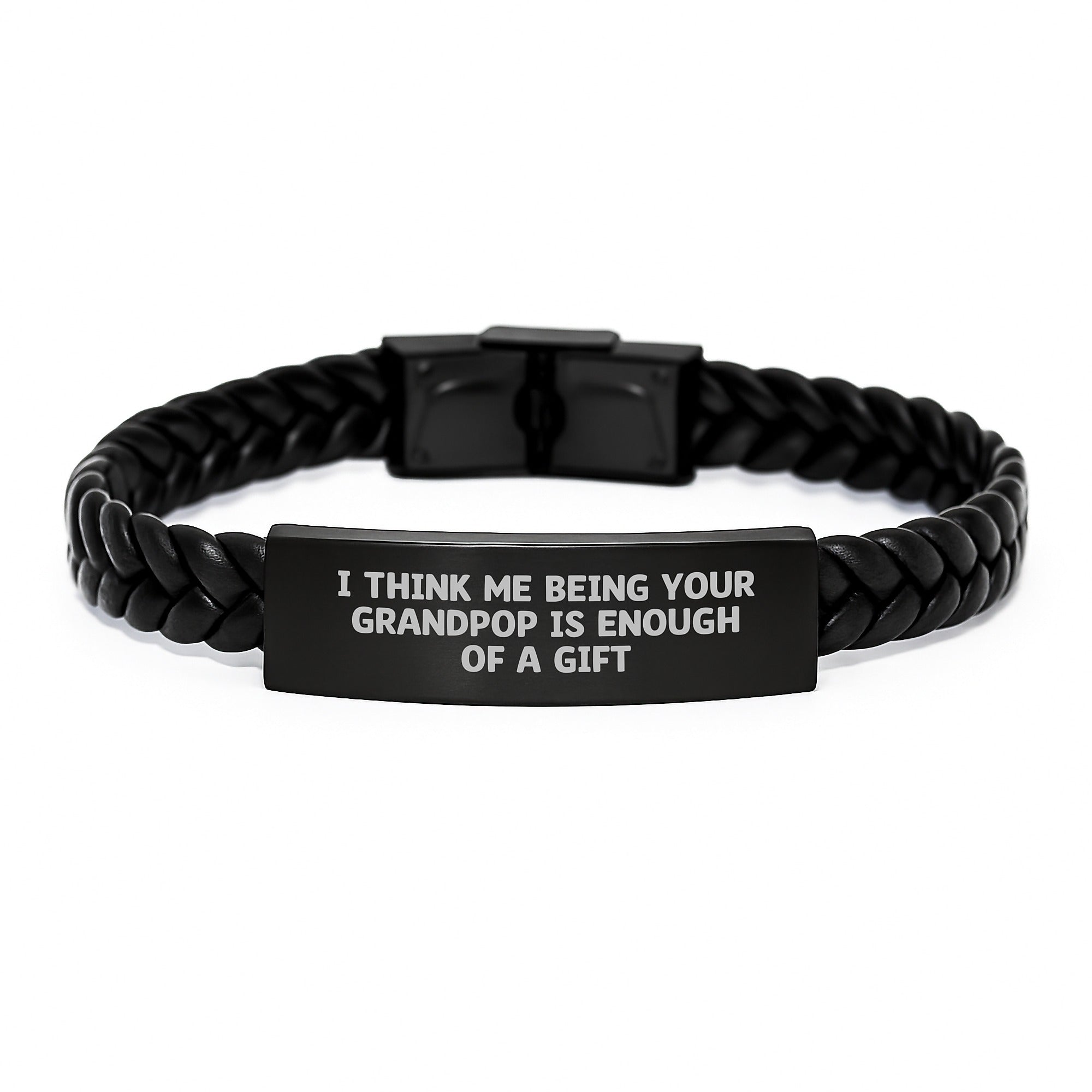 Gifts from Grandpop, Funny Quote Interlaced Leather Bracelet, Christmas Unique Presents for Men - Image 1