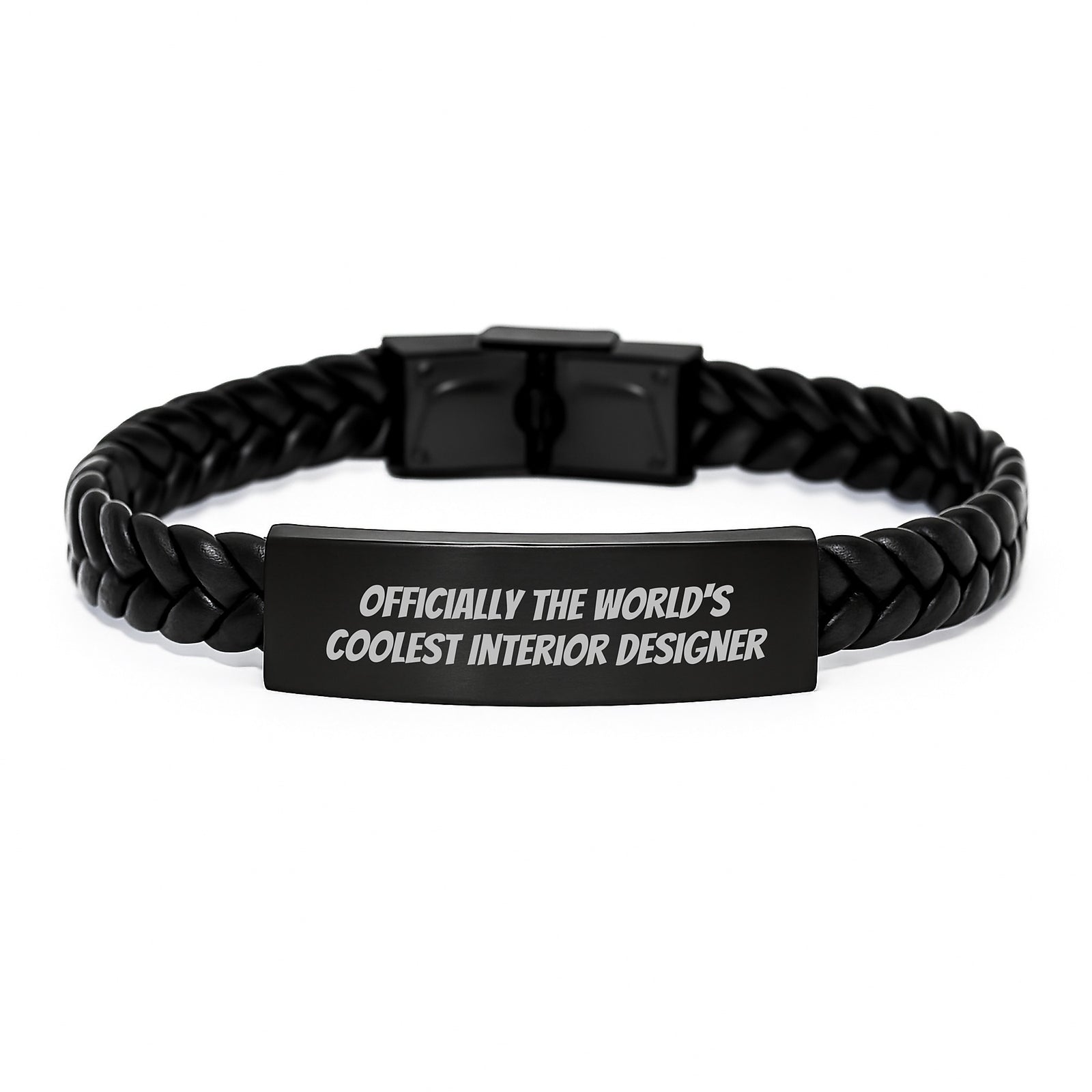 Unique Gifts for Interior Designer Friends, 'Officially The World's Coolest Interior Designer' Quote Interlaced Leather Bracelet, Graduation Unique Gifts from Men - Image 1