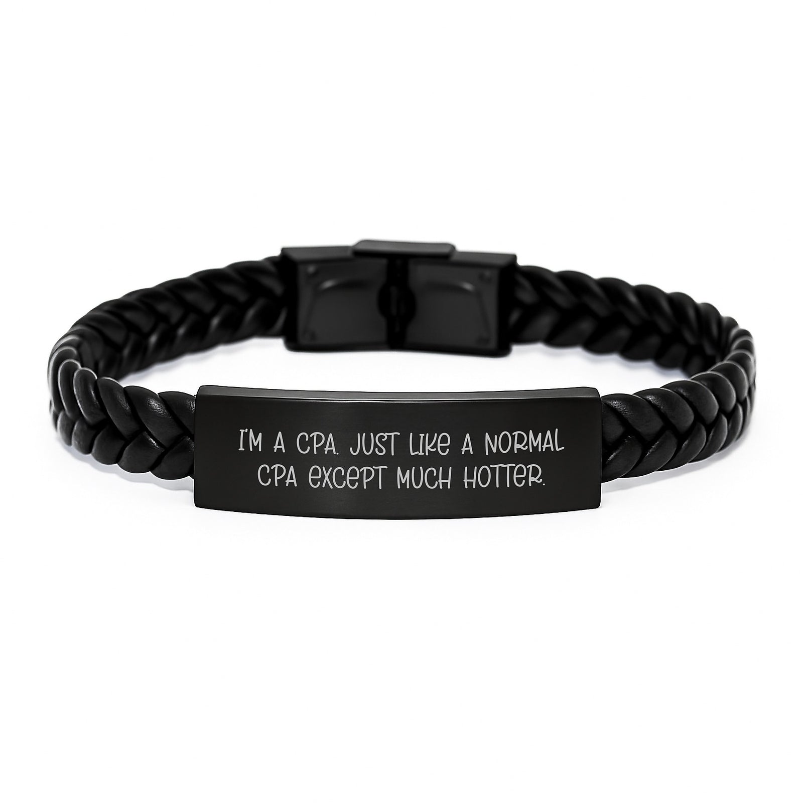 Funny CPA Gifts for Men, CPA Unique Christmas Unique Gifts from Men, Interlaced Leather Bracelet, Cpa 'I'm A Cpa. Just Like A Normal Cpa Except Much Hotter.' - Image 1