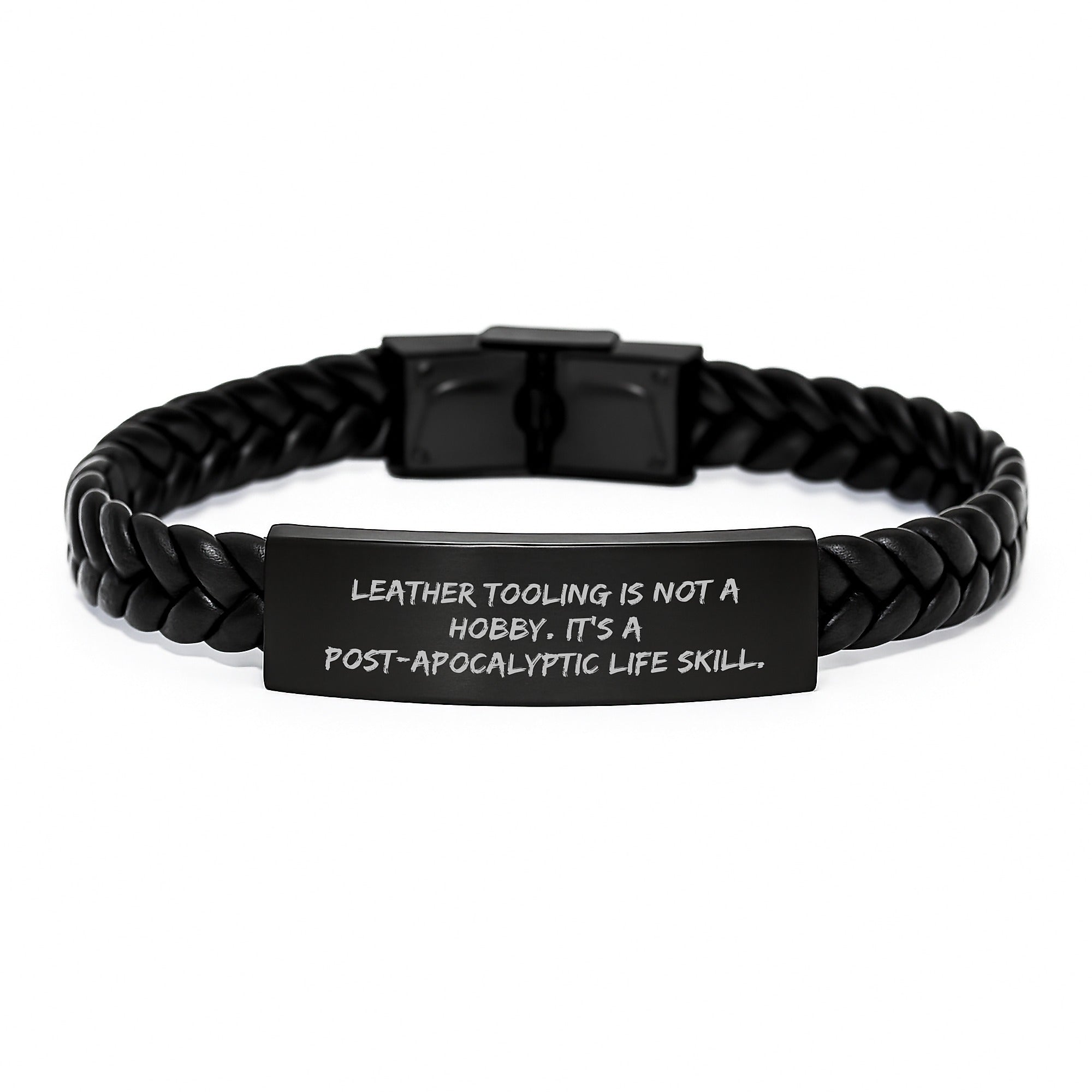 Funny Leather Tooling Gifts for Men Friends - Interlaced Leather Bracelet, Gifts from Men to Leather Tooling Enthusiasts on Birthday - Image 1