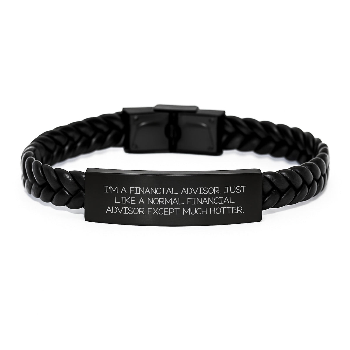 Funny Financial Advisor Gifts for Men - Interlaced Leather Bracelet, Engraved Stainless Steel, PU Leather Christmas Unique Presents from Friends to Coworkers - Image 1