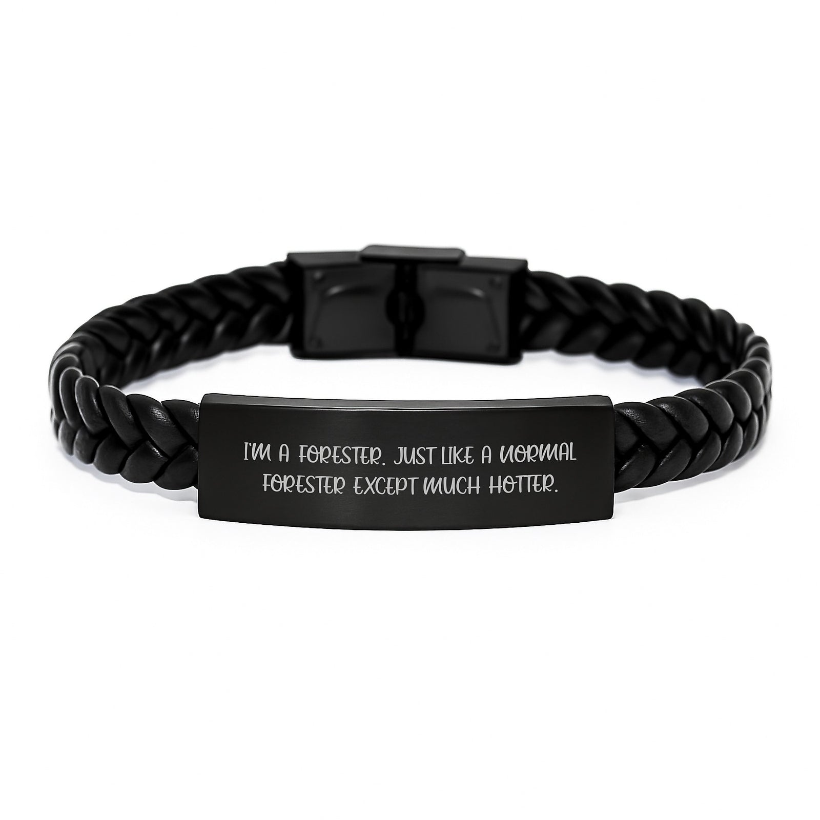 Funny Forester Gifts for Dad, Personalized Interlaced Leather Bracelet, 'I'm A Forester Just Like A Normal Forester Except Much Hotter' Forester Men Gifts, Father's Day Unique Gifts from Family - Image 1