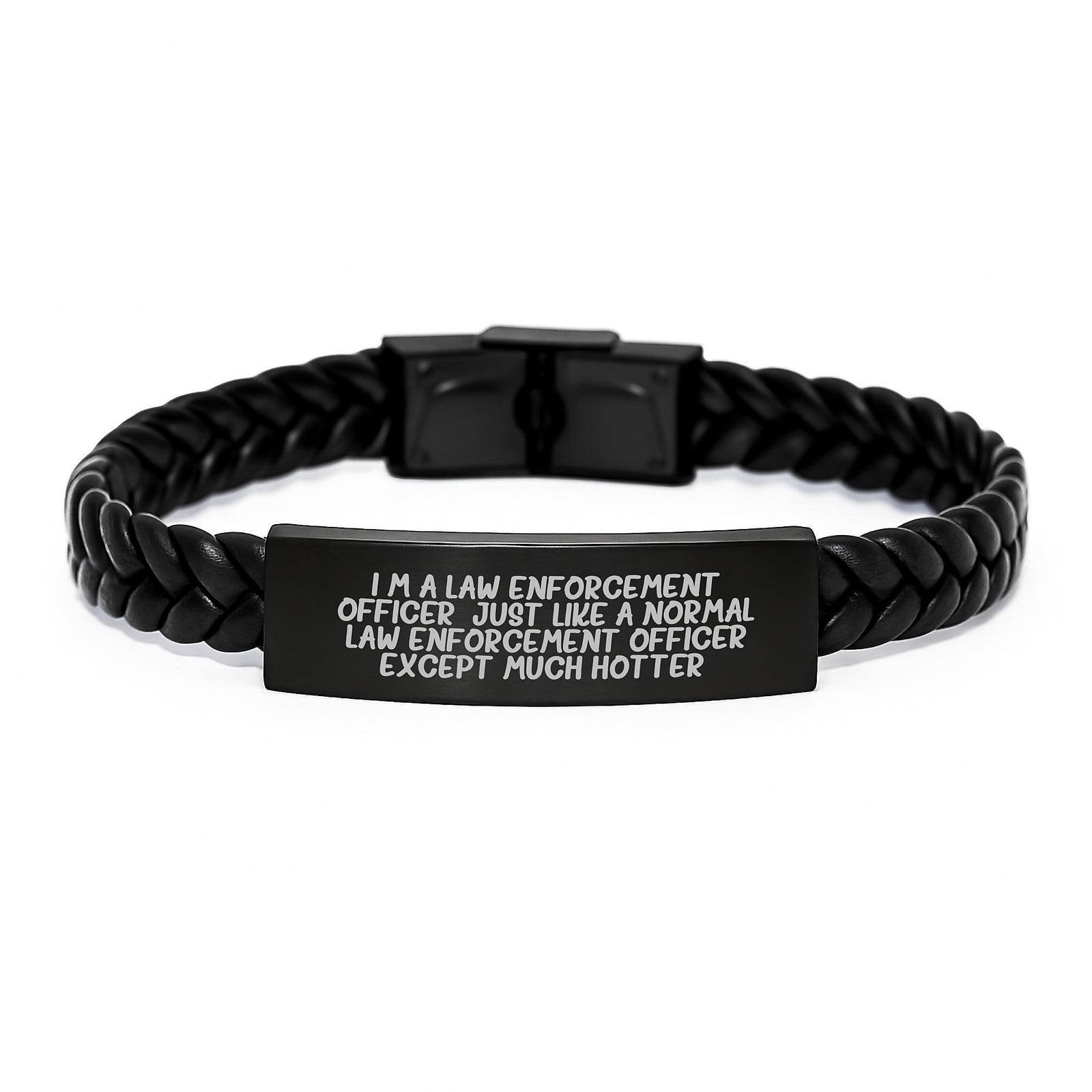 Funny Law Enforcement Officer Gifts from Men - Unique Interlaced Leather Bracelet for Law Enforcement Officer on Father's Day - Image 1