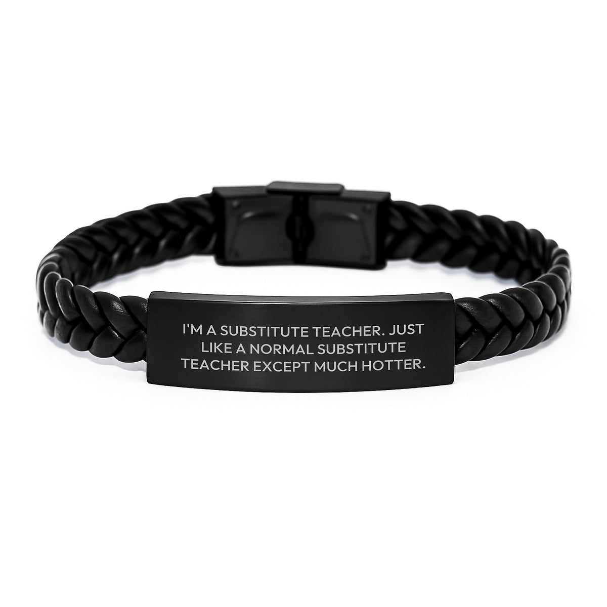 Funny Substitute Teacher Gifts for Men - Interlaced Leather Bracelet with Engraved Stainless Steel - Gifts from Friends for Substitute Teacher Graduation Unique Gifts - Image 1