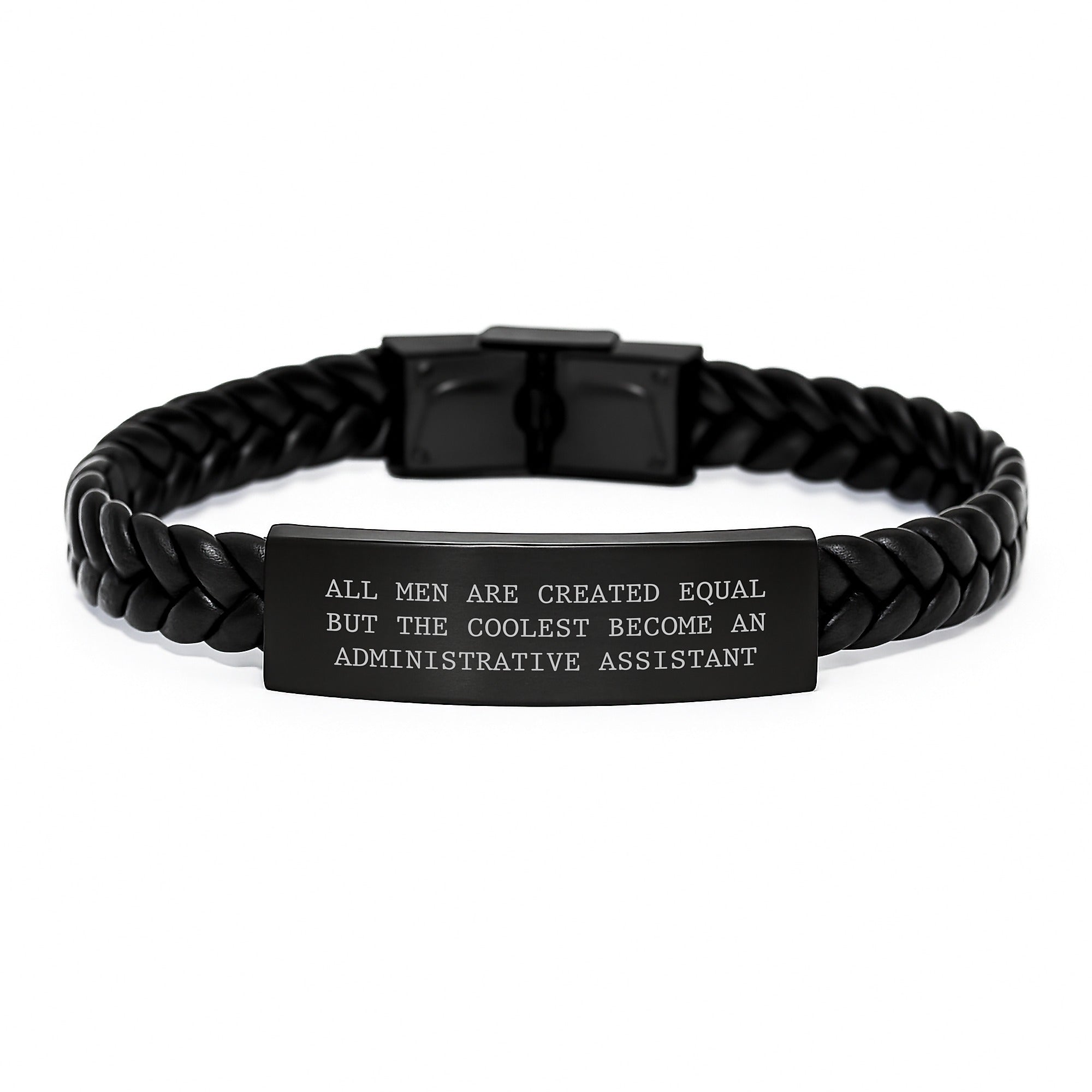 Administrative Assistant Gifts Funny Inspirational Quote Interlaced Leather Braceltes for Men from Coworkers to Family - Image 1