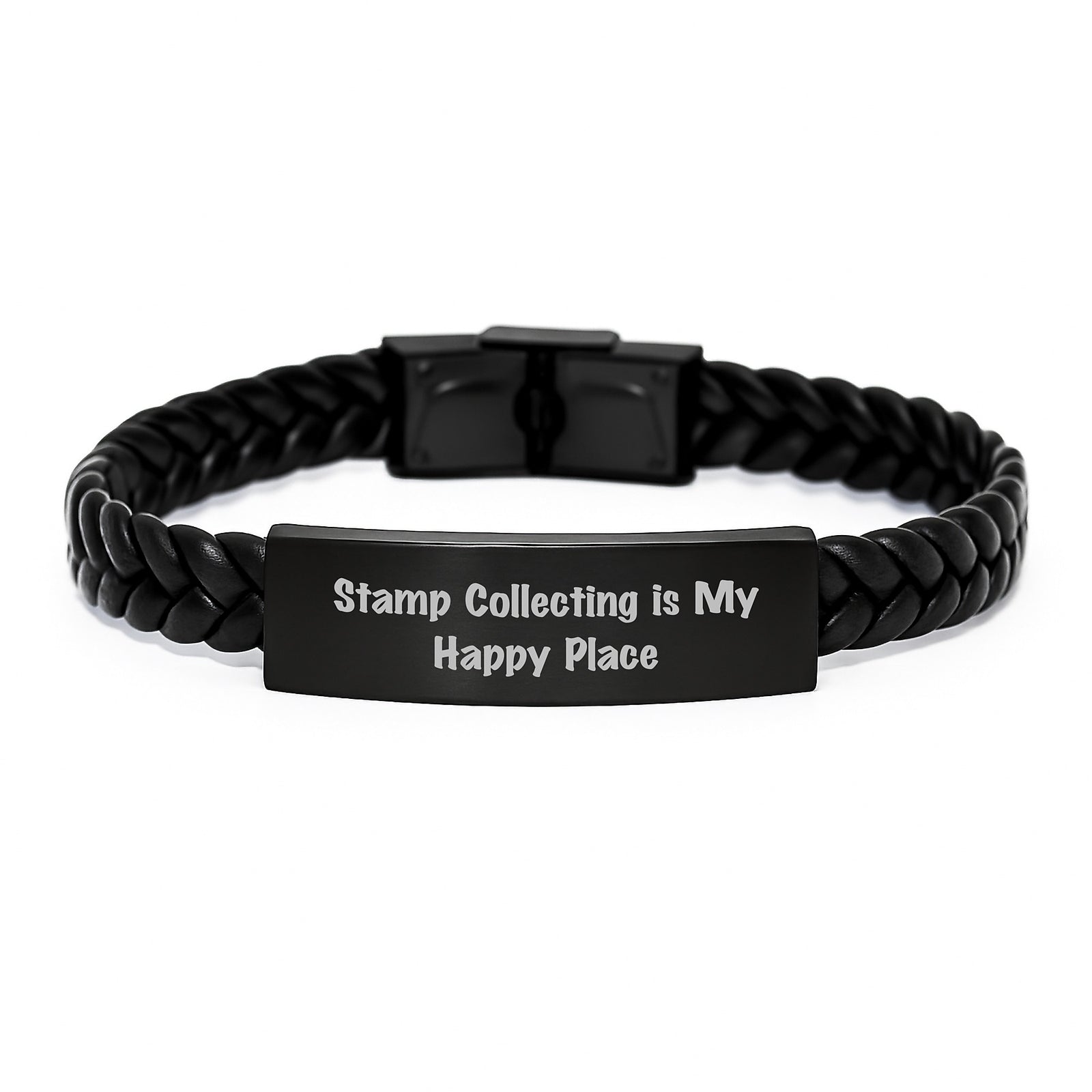 Stamp Collecting Happy Place Interlaced Leather Bracelet, Gifts for Stamp Collecting Enthusiasts, Men, Women, Graduation Unique Gifts from Family, Friends, Coworkers - Image 1
