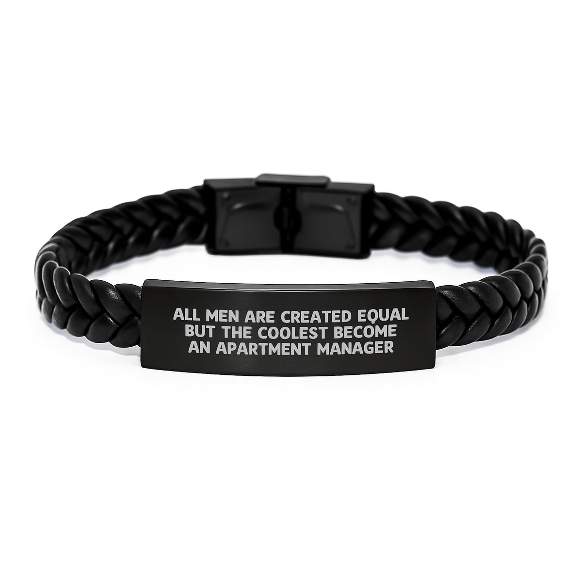 Funny Apartment Manager Gifts from Men - Interlaced Leather Bracelet for Birthday - &#39;All Men Are Created Equal But The Coolest Become An Apartment Manager&#39; Quote, Gifts for Apartment Manager - Image 1
