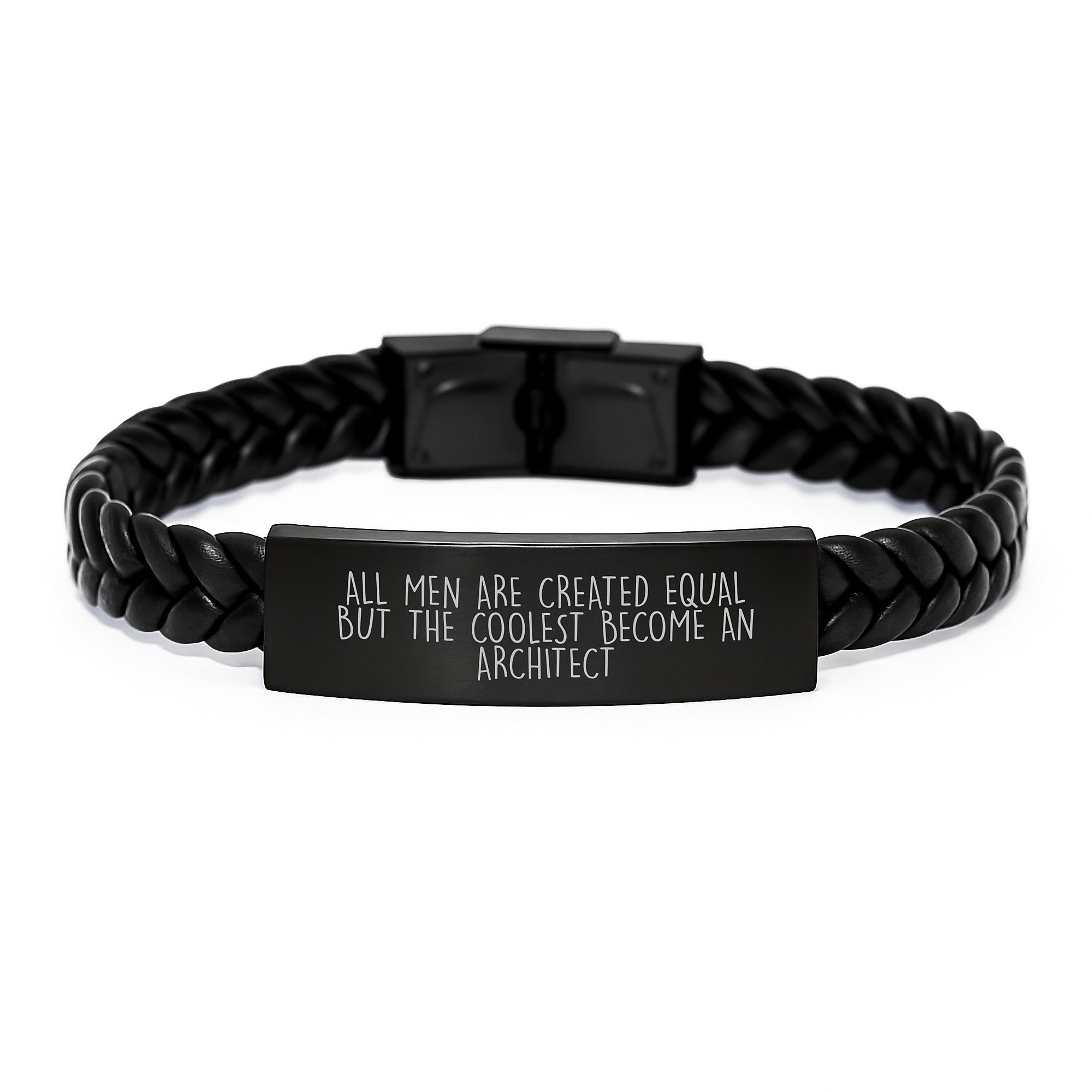 Architect Inspirational Gifts, Funny Quote Interlaced Leather Bracelet for Men, Unique Graduation Presents from Friends, Coworkers or Family - Image 1