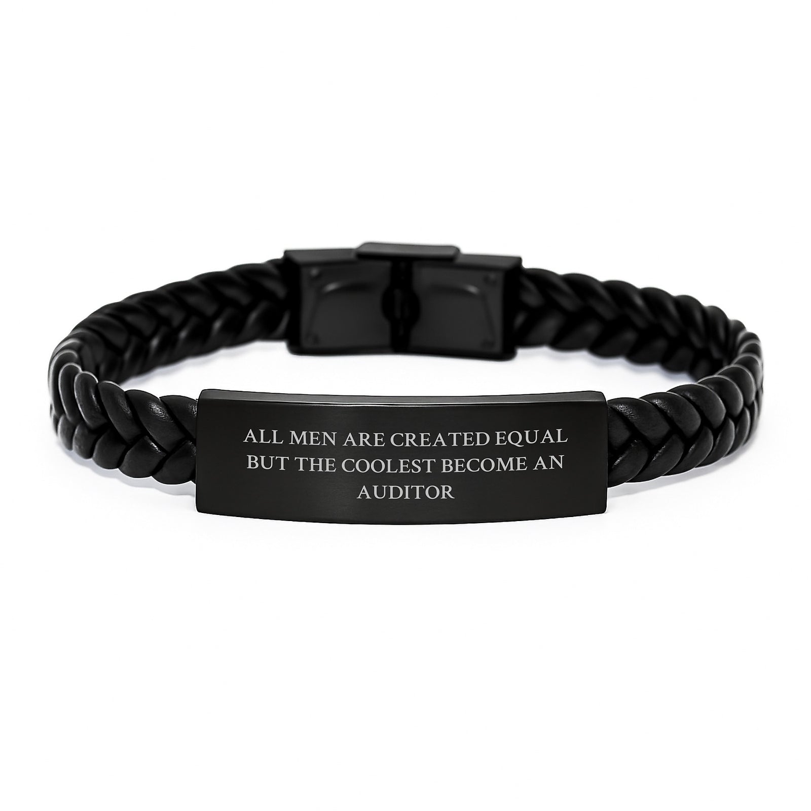 Auditor Gifts, Unique Interlaced Leather Bracelet for Men, Funny Quote 'All Men Are Created Equal But The Coolest Become An Auditor', Mother's Day Unique Gifts from Friends - Image 1