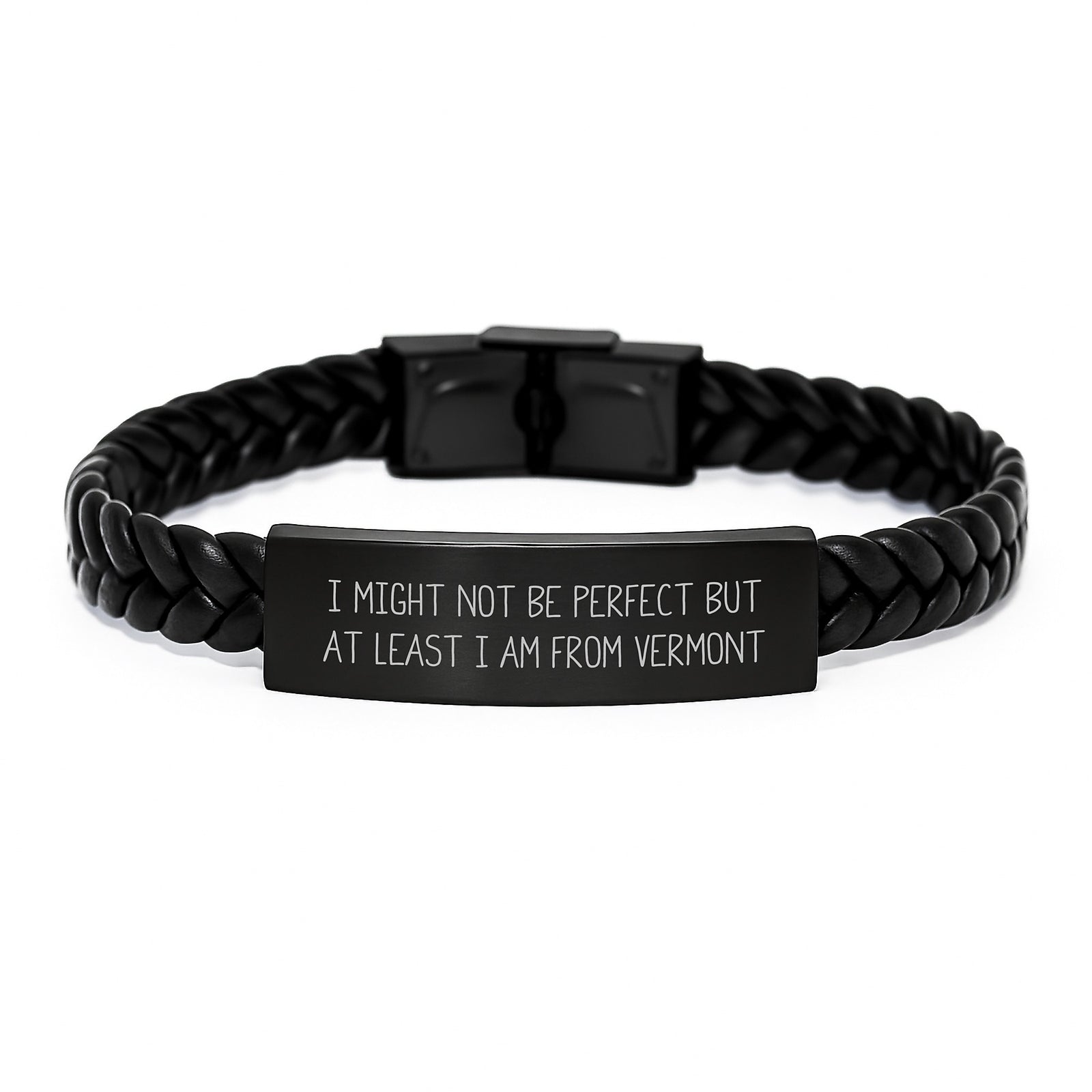 Funny Vermont Leather Cuff Bracelet Gifts from Friends and Family, 'I Might Not Be Perfect...' - Image 1
