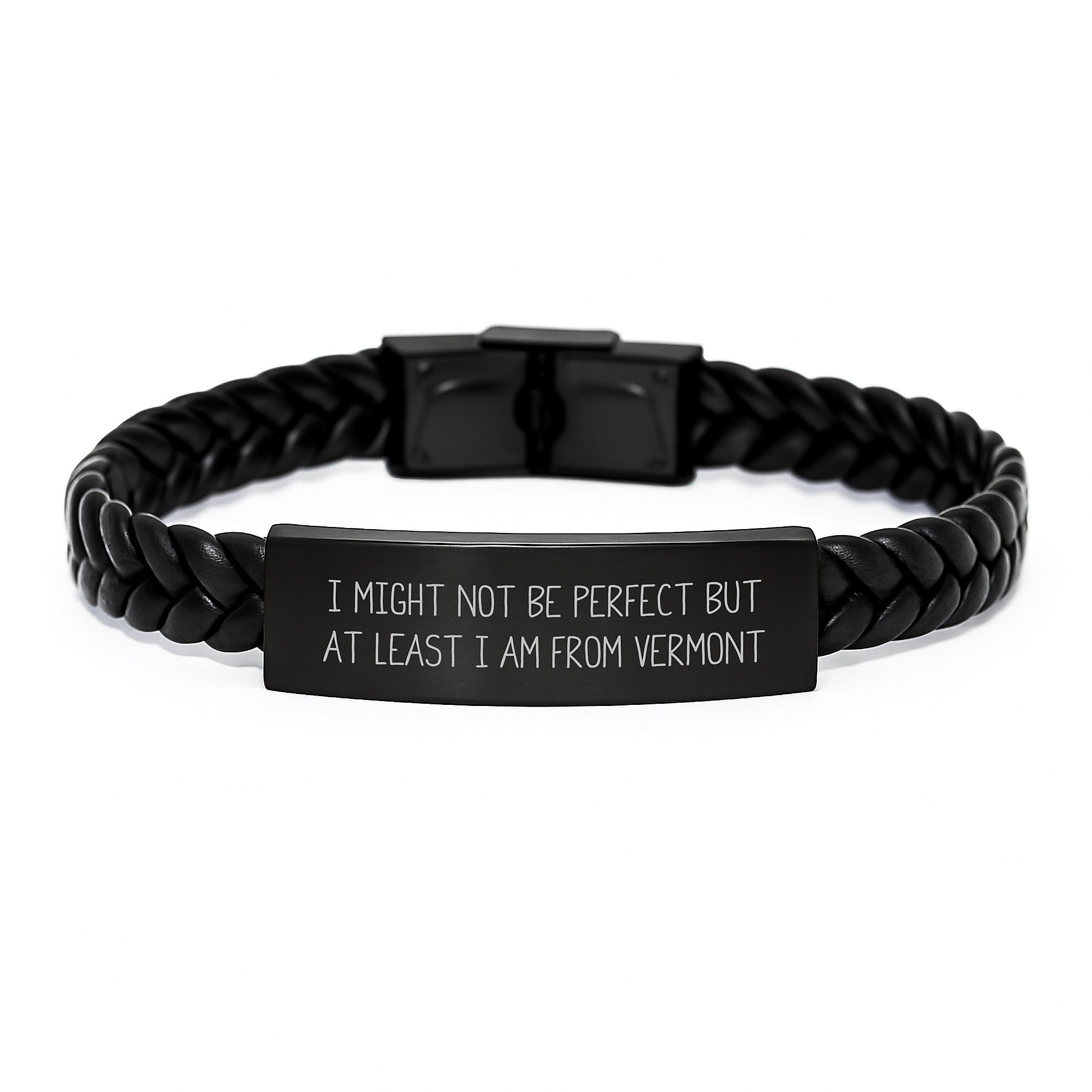 Funny Vermont Leather Cuff Bracelet Gifts from Friends and Family, 'I Might Not Be Perfect...' - Image 1