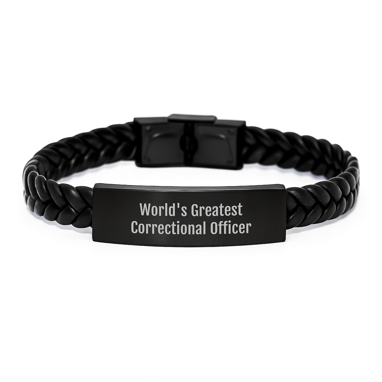 Funny Correctional Officer Gifts from Friends - World's Greatest Correctional Officer Inspirational Quote Interlaced Leather Bracelet for Correctional Officer Men - Image 1