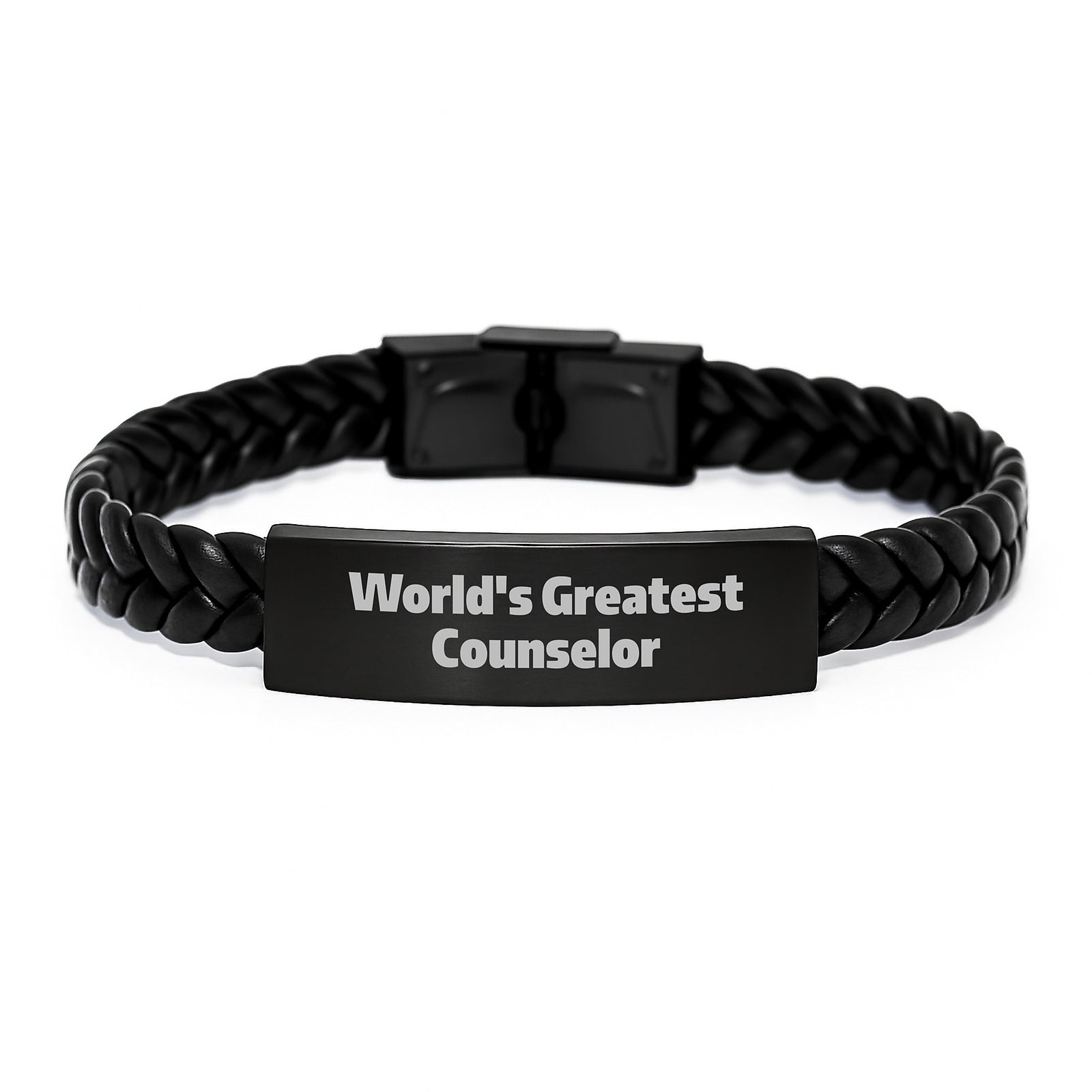 Funny Counselor Gifts from Friends, Inspirational World's Greatest Quote Interlaced Leather Bracelet for Counselor Graduation Unique Presents - Image 1