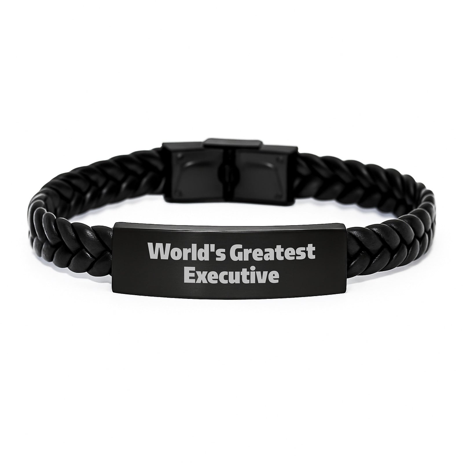 World's Greatest Executive Interlaced Leather Bracelet, Gifts from Friends for Birthday, Executive Gifts, Unique Executive Presents - Image 1