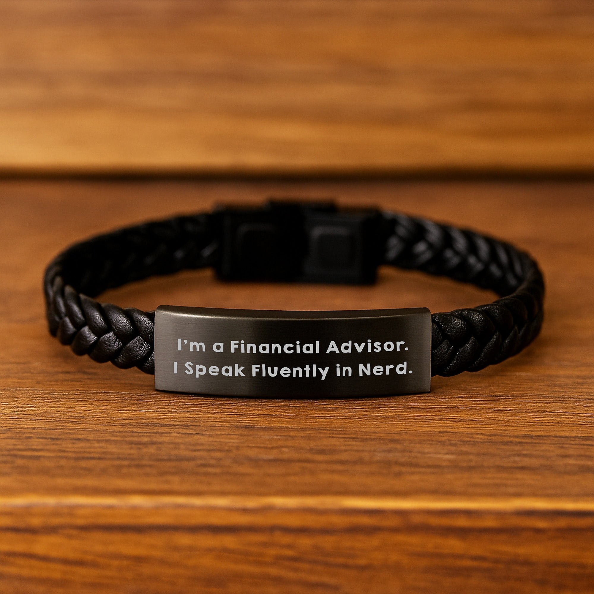 Funny Financial Advisor Gifts from Friends, 'I'm A Financial Advisor. I Speak Fluently In genius.' Inspired Interlaced Leather Bracelet for Men and Women Graduation Unique Gifts - Image 2